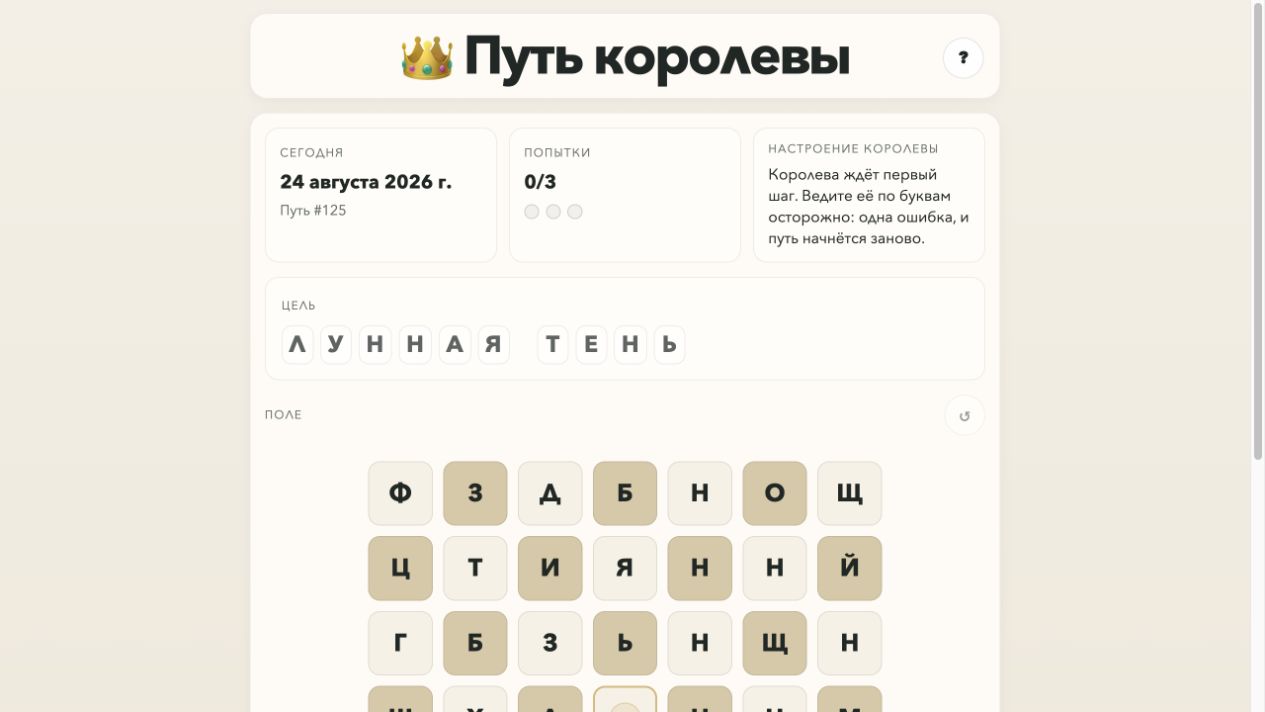 Игровое поле Пути королевы